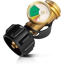 BESTFIRE Propane Tank Gauge Level Indicator for 5-40lb Tanks, Propane Pressure Gauge with Leak Detector for BBQ Gas Grill, RV, Heater, Fire Pit, QCC Type1 Inlet, Solid Brass