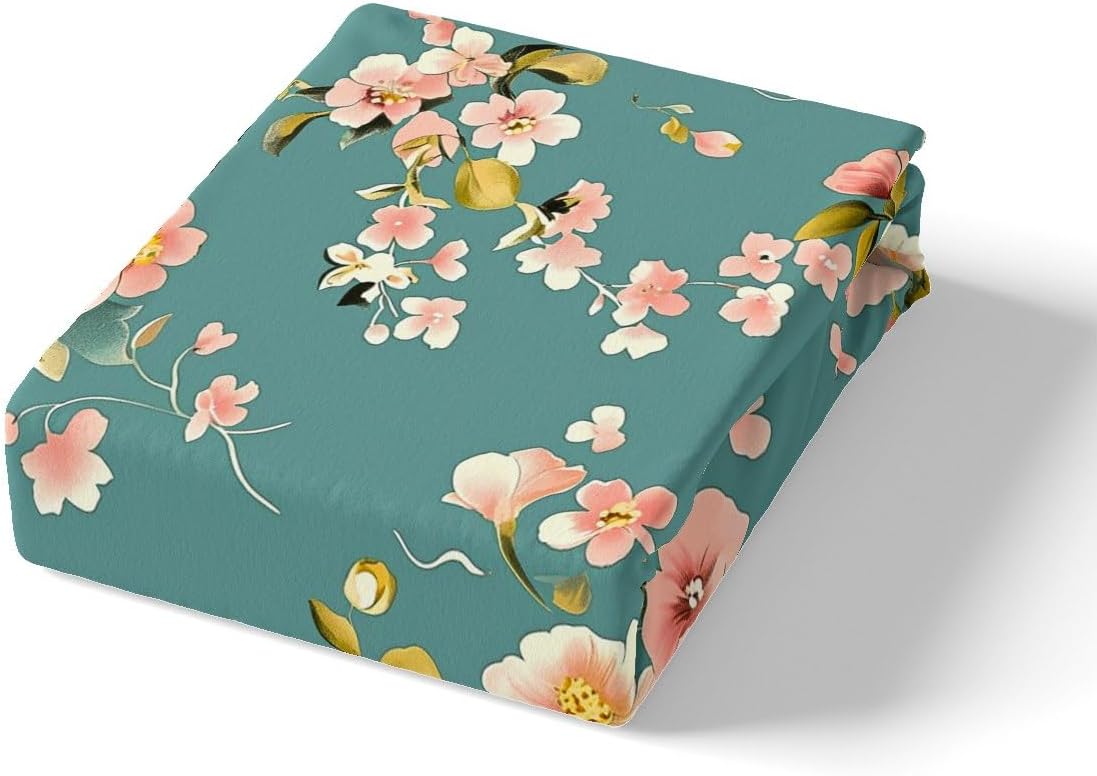 jejeloiu Pink Flower Bedding Set Queen Size Flower Botanical for Adult Kids Boys Girls Dark Green Comforter Cover Set Duvet Cover Leaves Vintage Bedspread Cover 3Pcs Zipper Closure