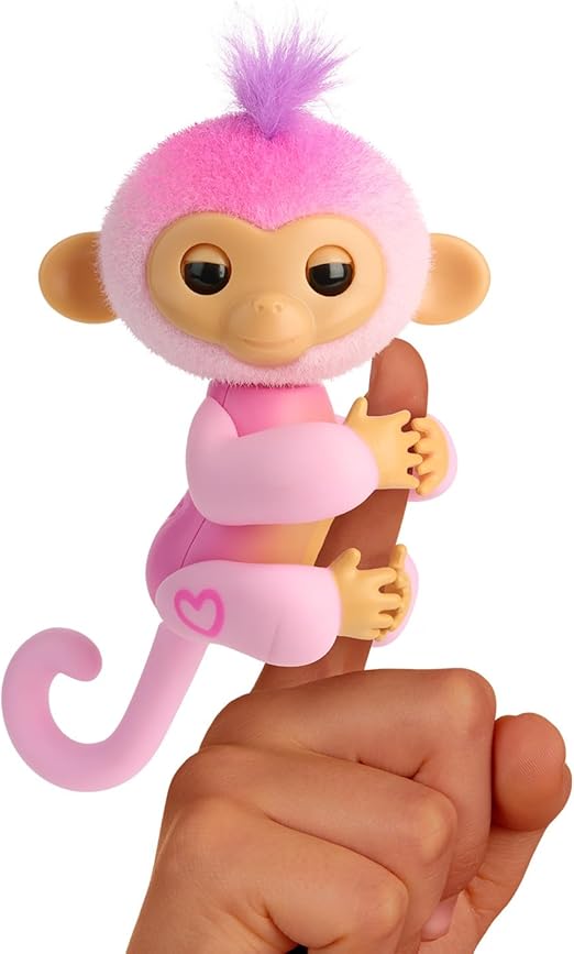 Fingerlings 2023 New Interactive Baby Monkey Reacts to Touch – 70+ Sounds & Reactions – Harmony (Pink)