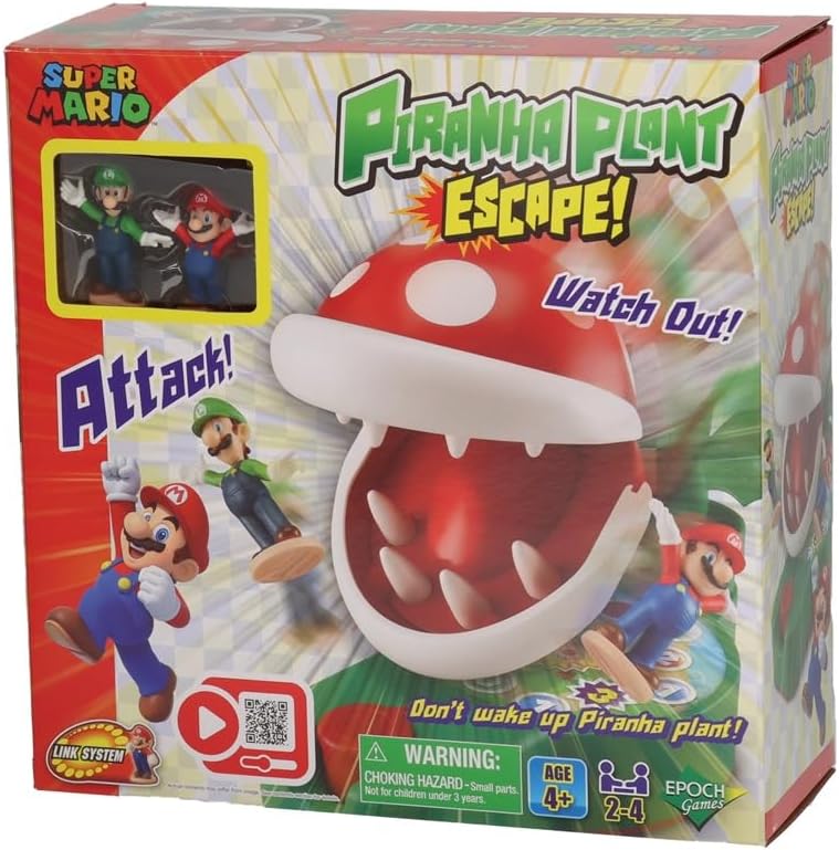 Super Mario Piranha Plant Escape! - Tabletop Action Game for Ages 4+ with 2 Collectible Super Mario Action Figures