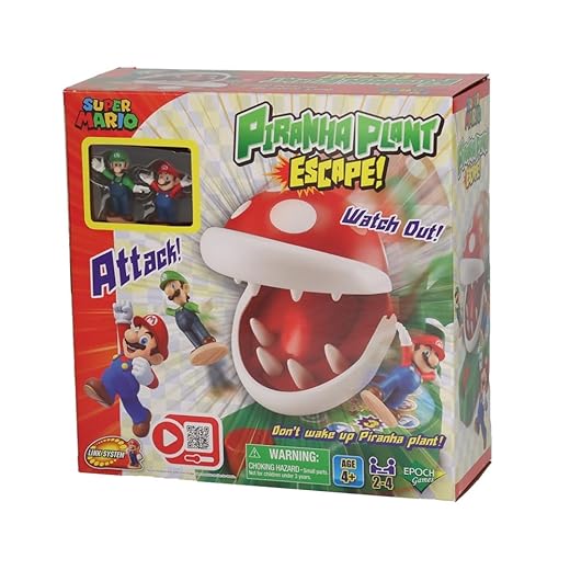 Epoch Games Super Mario Piranha Plant Escape! - Tabletop Action Game for Ages 4+ with 2 Collectible Super Mario Action Figures