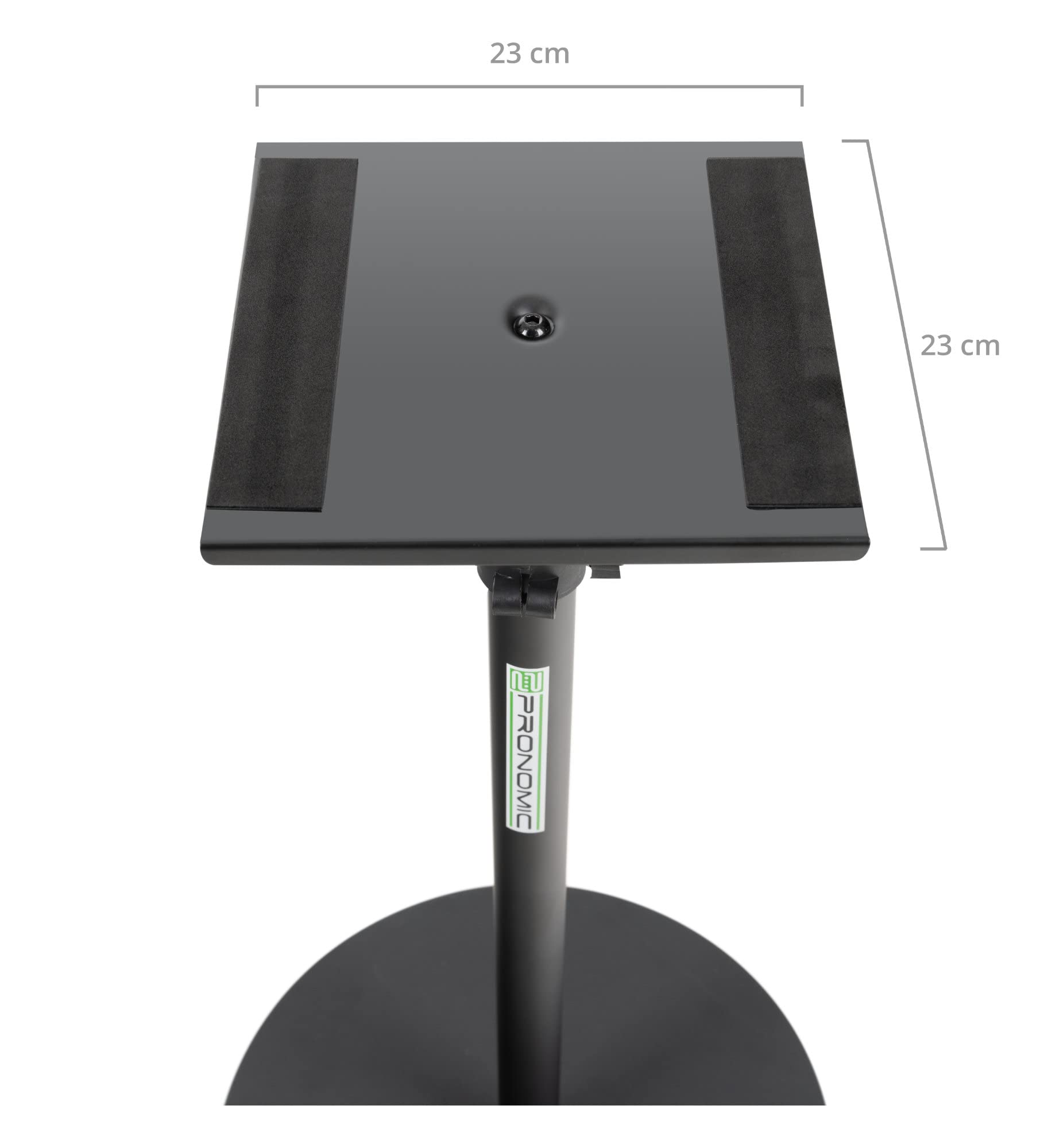Pronomic SLS-128 BK Pied Pour Monitor Studio - Support Enceintes Pour Moniteurs Studio - Pied Avec Socle Rond Stable - Support Réglable De 75 À 123,5 cm - Plateau 23 x 23 cm - Noir