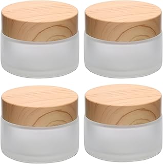 4PCS 30ML Glass Cosmetic Containers with lids,Round Frosted Glass Jars with Leakproof lids,Empty Glass Sample Jars for Makeup Face Cream Eye Cream Lip Balm Ointments Salves DIY (4 pack 30G)