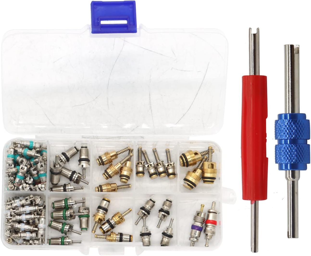 yuntugo 102 Pcs Car R12/R134A A/C Air Valve Core Repair Kit