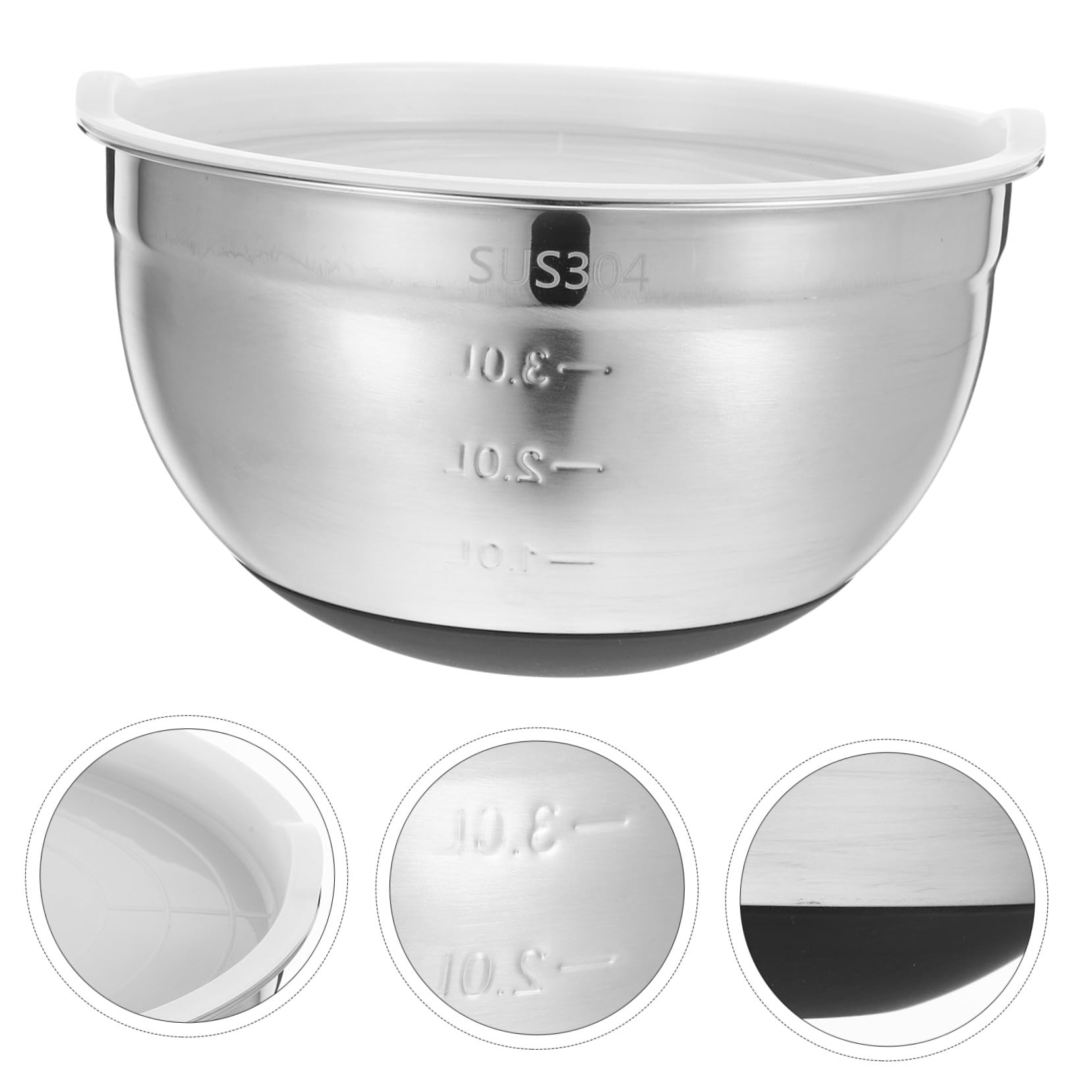 Edelstahl Rührschüssel mit Rutschfestem Silikonboden und Silikondeckel 24cm Spülmaschinenfest Küchenmischschale für Backen und Kochen Zuhause Gastronomie
