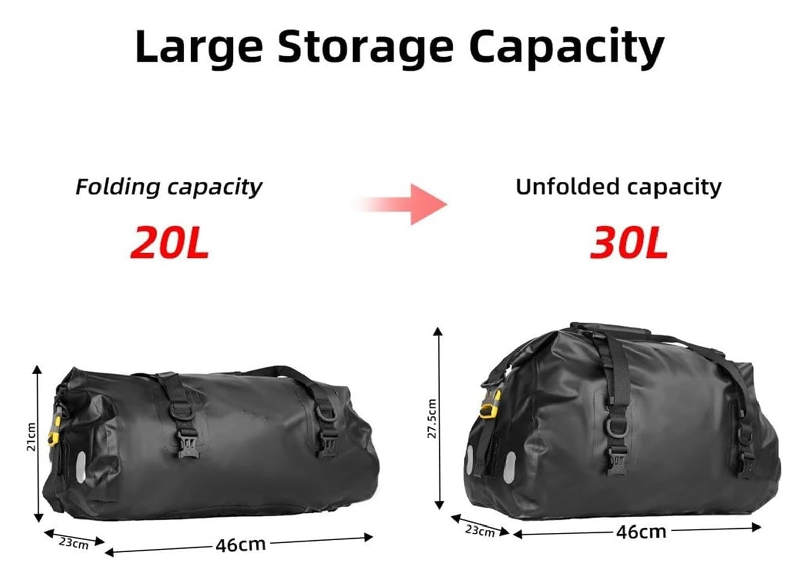 Trasera para BMW para Adventure Estuche para Motocicleta Asiento Trasero Caja Lateral para Motor Alforja 20L Bolsa De Equipaje Impermeable Alforjas para Sillín Bolsa Asiento(20l-Black 1pc)
