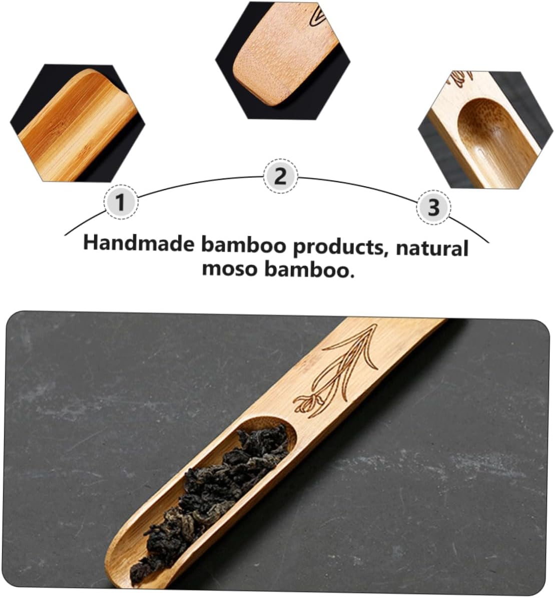Unomor Bamboo Tea Scoops Shovel Set 2pcs Kungfu Tea Accessories for Serving at Home