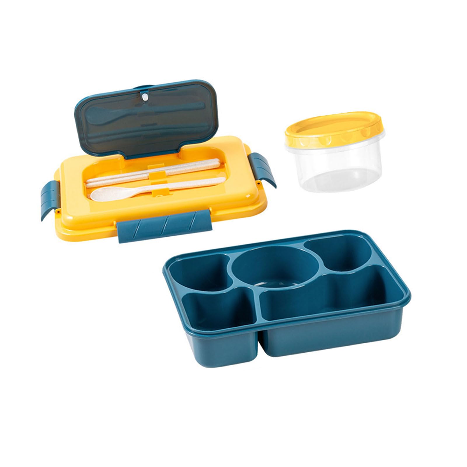 MALSSE Microwave Safe Multi Compartment Lunch Box with Soup Container and Utensils Leak Proof Design for School Meals Multi Compartment Bentos Box with Soup Bowl