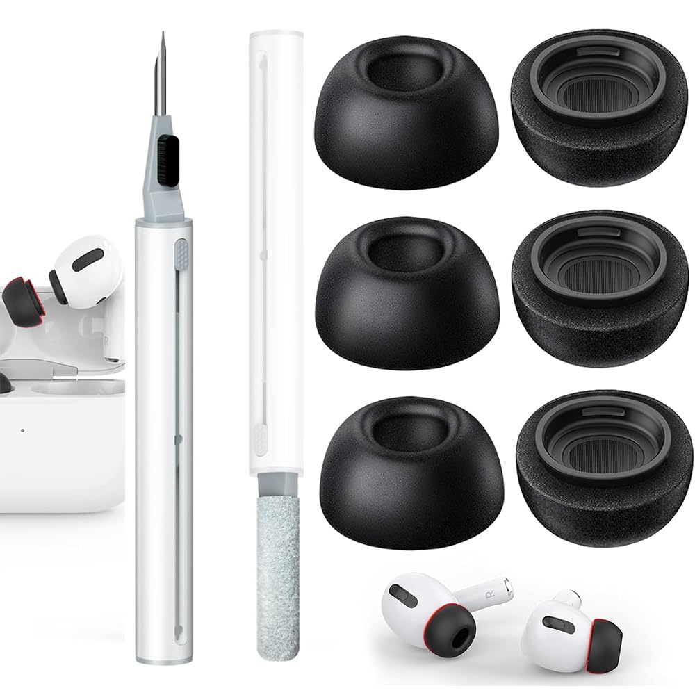 Agrifilm 3 Pairs Replacement Ear Tips Compatible with AirPods Pro and AirPods Pro 2nd Generation with Noise Reduction Hole (Black)