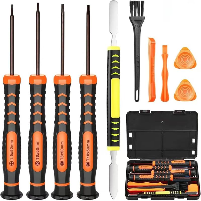 Repair Tool Kit for Xbox One 360 PS3 PS4 PS5 Controller XBOX series X|S, 12 in 1 T6 T8 T10 Xbox One Set with Cross Screwdriver 1.5, Safe Pry Tools, Cleaning Brush & Cloth in EVA Bag
