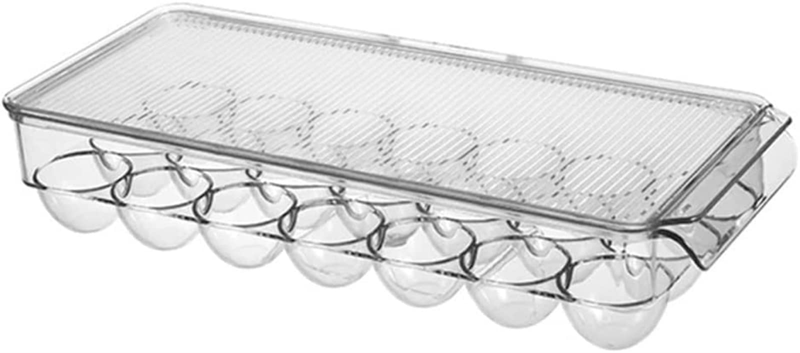 Transparente 12/14/21 Gitter Kühlschrank Eierhalter Box mit Deckel Küchenfrische Getrennte Aufbewahrung Food Savers Tablett (Color : Transparent, Size : S)