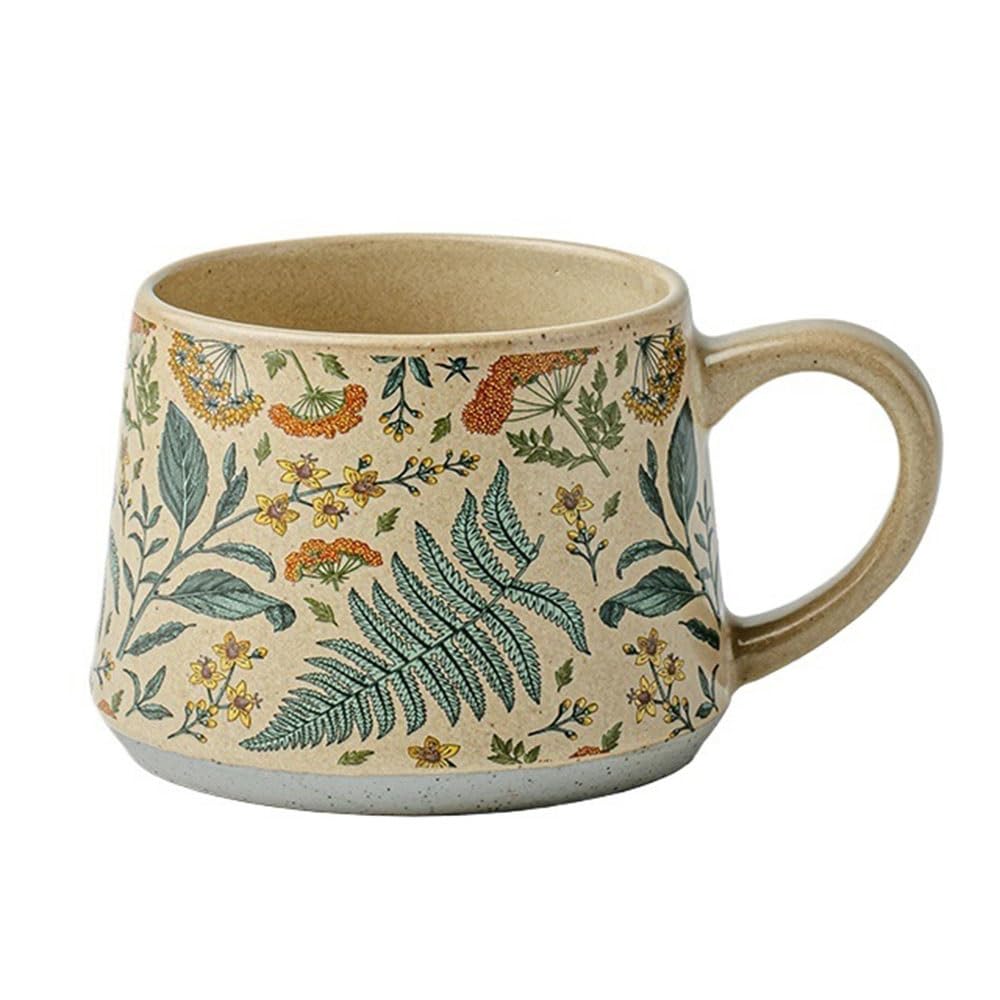 Taza de café de cerámica hecha a mano con flores, el regalo decorativo vintage ideal