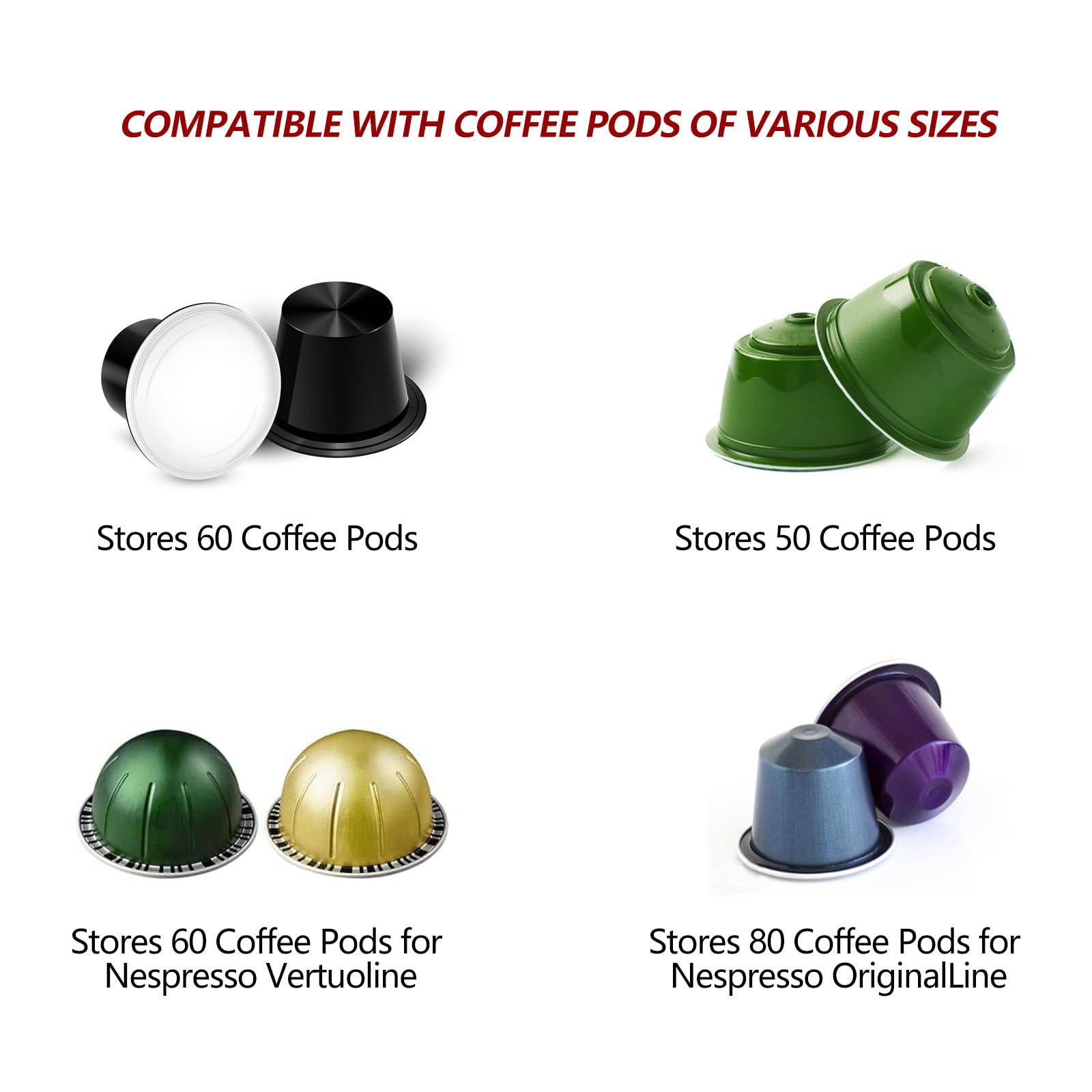 JINTANG 11 szt. uchwytów na kapsułki do kawy Vertuo, uchwyt na kapsułki, kompatybilny z 54 vertuoline lub 72 nespresso Original Line Pod, samoprzylepne listwy do przechowywania