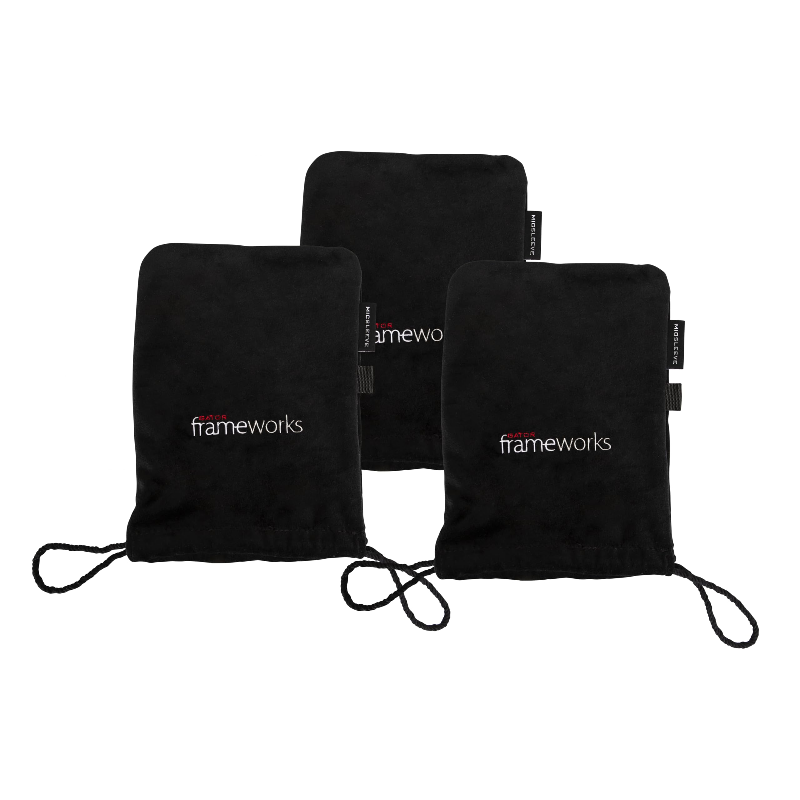 Gator Frameworks Lot de 3 sacs de transport en velours doux pour microphones de studio - Protège de la poussière, de la saleté et des rayures - GFW-MICPOUCH-3PK