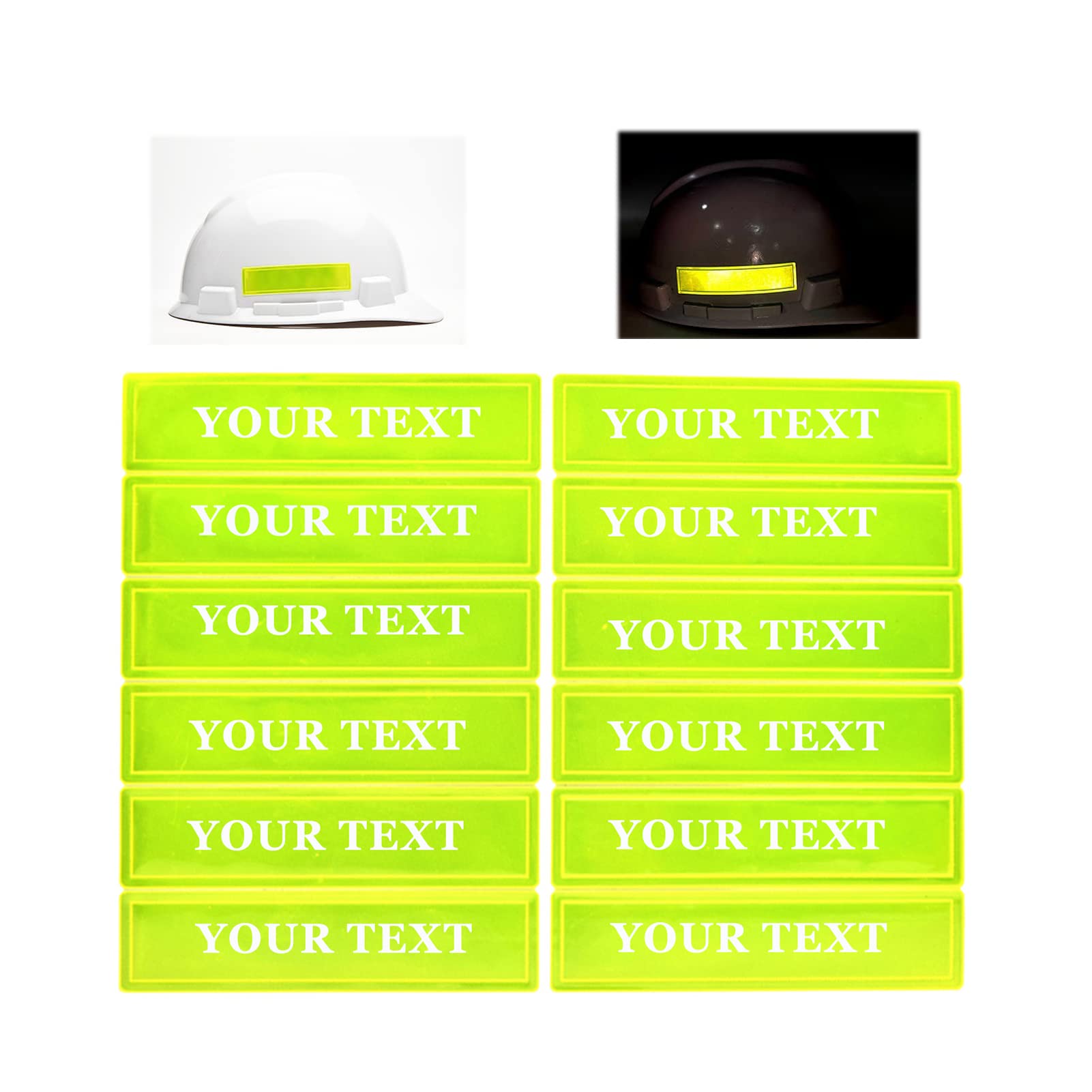 Nsteky Customizable Reflective Helmet Strips Reflective Tape Stickers for Hardhats Safety Reflective Stickers Waterproof High Visibility Stickers 12pc