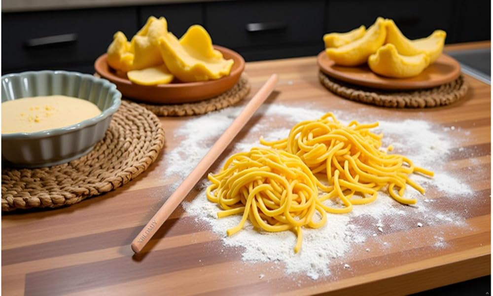 Rodillo de pasta extralargo, rodillo de masa, rodillos profesionales para hornear, tortilla, baklava, pizza, fideos (89 x 3,5 cm)