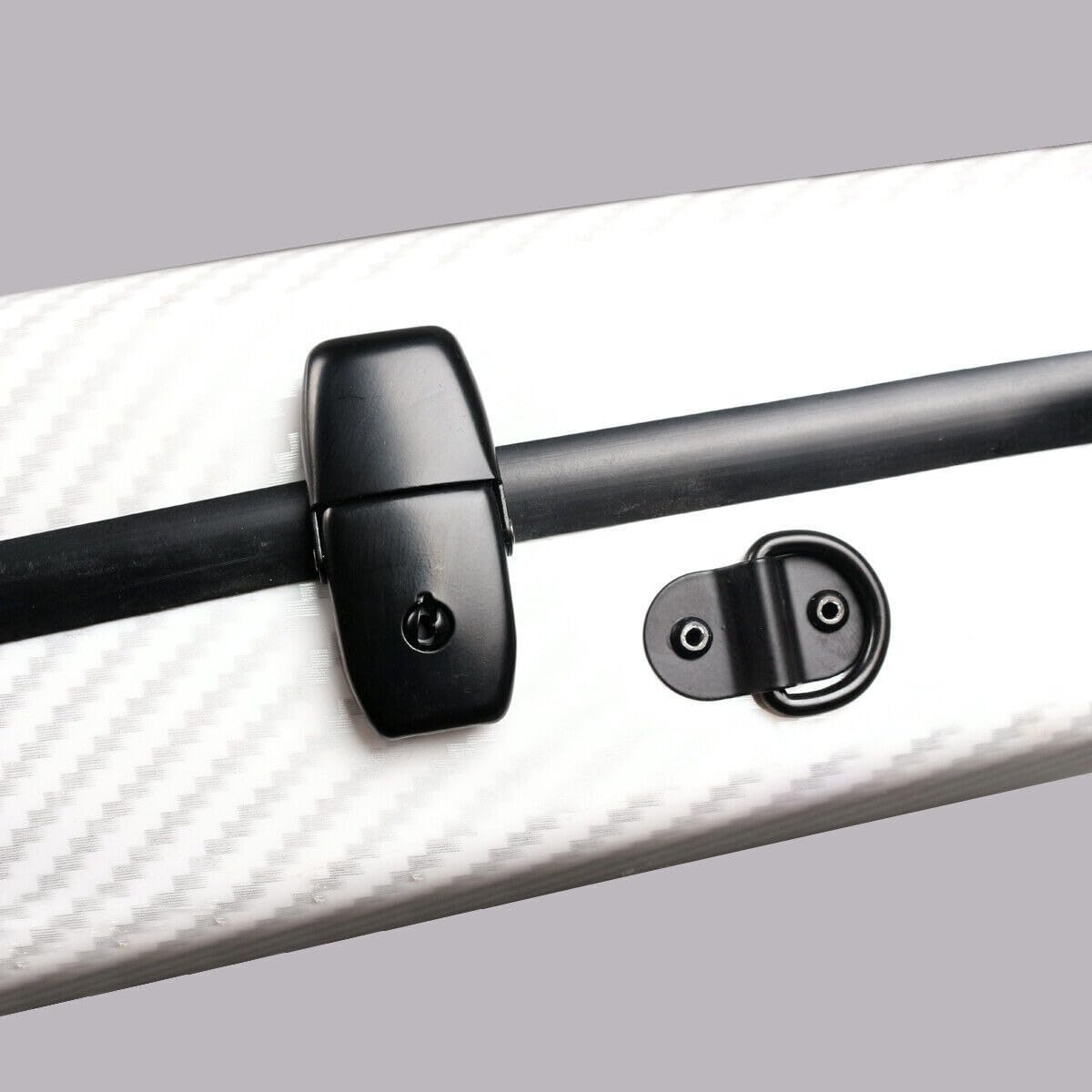 Estuche de violín rectangular de fibra de carbono 4/4 de tamaño completo, caja de violín con bloqueo de código, ligera de color claro con correa fuerte (blanco)