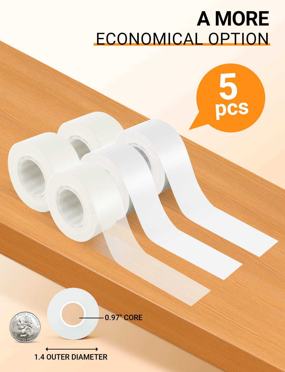 MakeID L1 Q1 E1 - Cinta para etiquetas, 5 paquetes de 16 mm x 4 m, recargas impermeables laminadas adhesivas personalizadas para oficina, casa, etiquetas adhesivas térmicas de repuesto