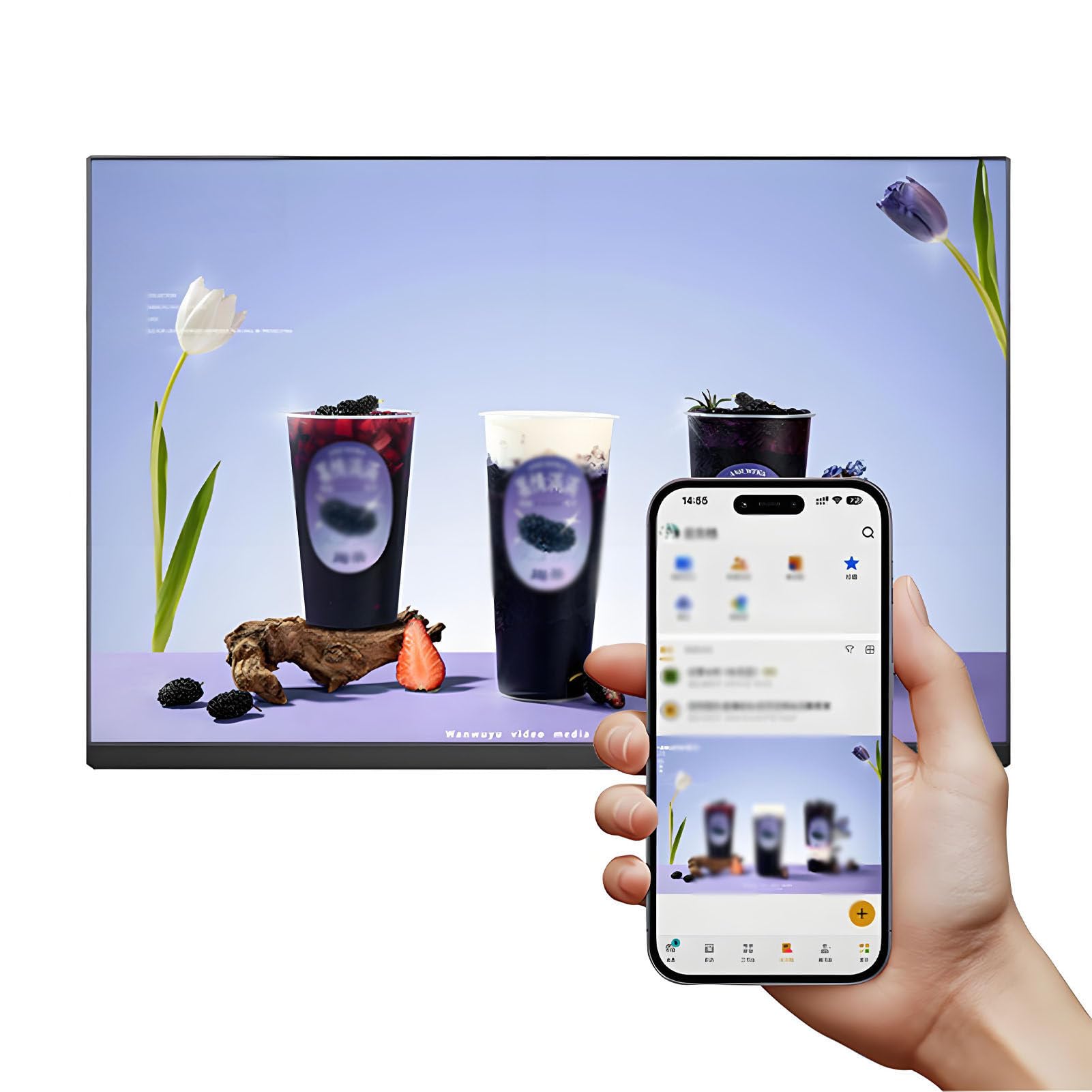 ROGHA Digital Advertising Screen - Wall-Mounted Smart Display, 1920x1080p, Landscape/Portrait for Enhanced Visual Presentation 21.5inch