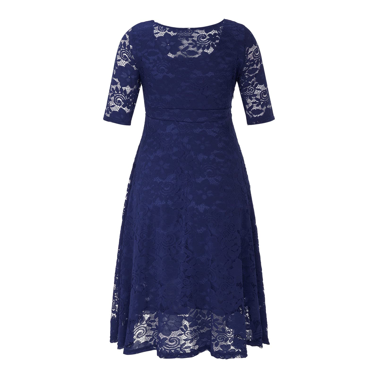 Generisch Elegante vestido midi de encaje floral de talla grande para fiesta de cóctel