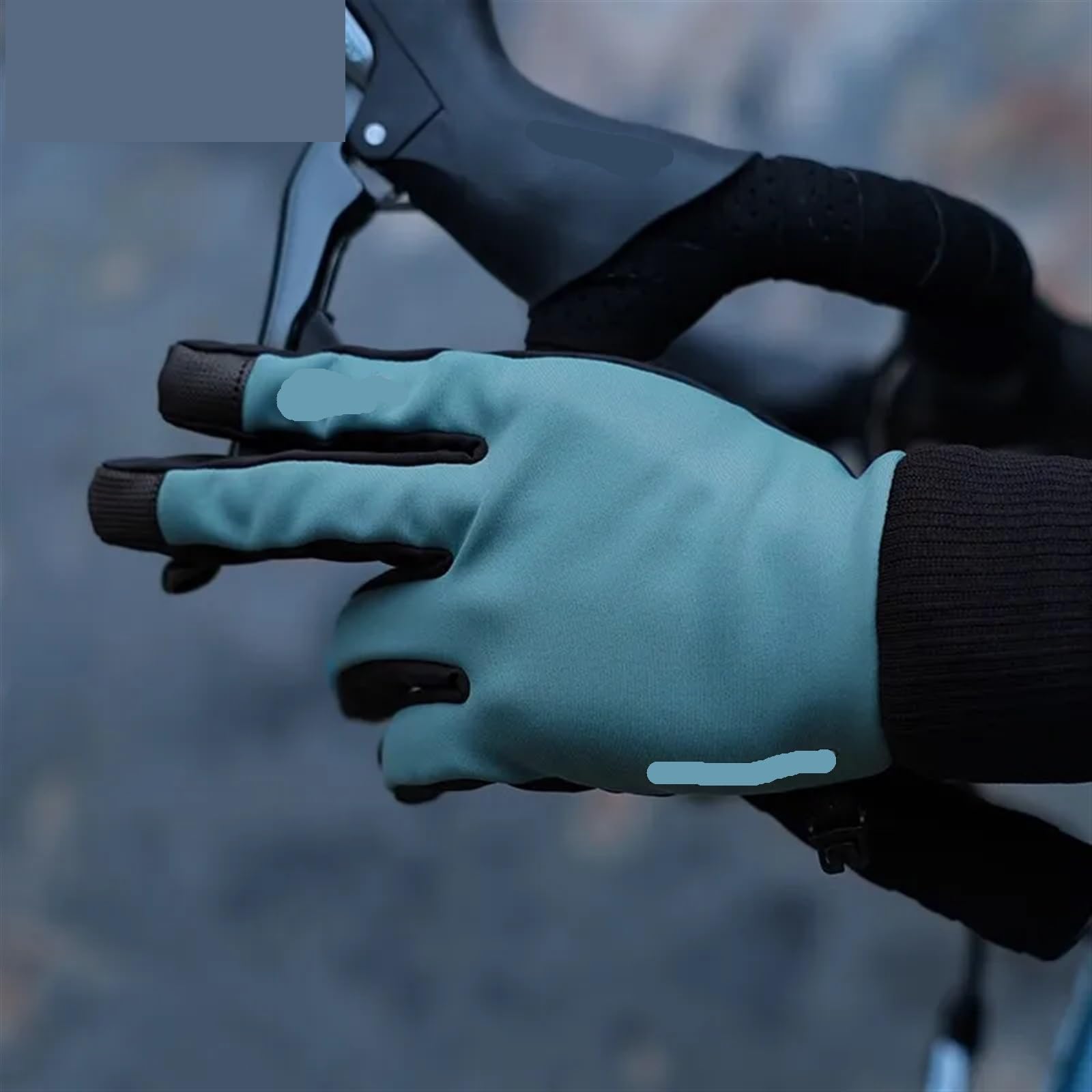 Winter Fahrradhandschuhe Fahrradhandschuh, Winter, warm, winddicht, Herren/Damen, Straßenreithandschuhe, Vollfinger, mit gepolstertem Handflächenpolster Fahrradhandschuhe Für Radfahren(Green,L)