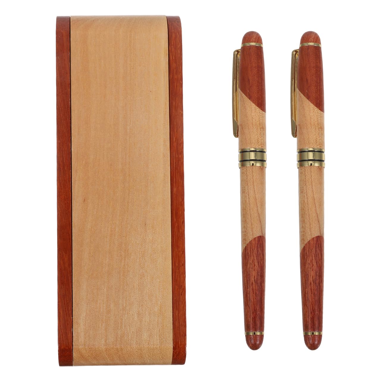 Set de bolígrafo de madera de palo de rosa con pluma estilográfica y caja de regalo para oficina escolar y uso diario