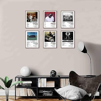 Kendrick Poster Lamar Album Cover Signed Limited Posters Print Rapper Music Posters Canvas Wall Art Room Aesthetic Set of 6 for Teen and Girls Dorm Decor 8x10 inch Unframed