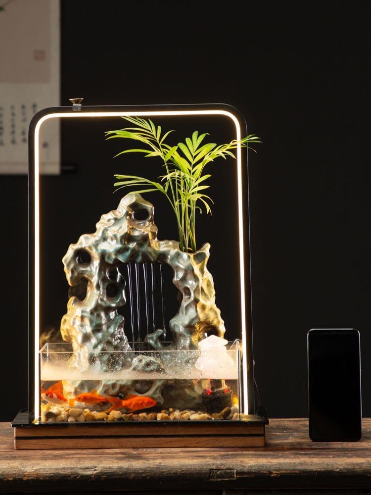 Ceramic Tabletop Fountain/流水喷泉招财摆件/Indoor Outdoor Portable Tabletop Decorative/Feng Shui Ornament for Bringing Wealth