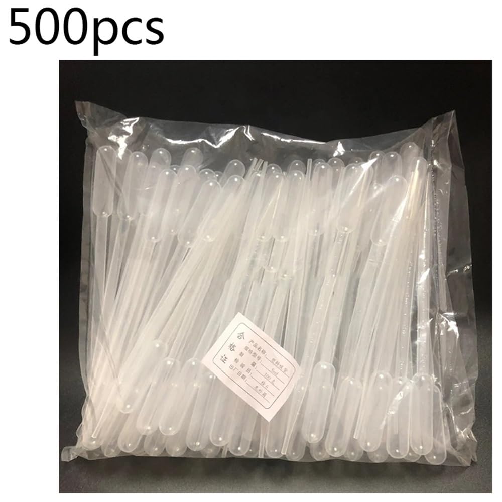Cristalería de Laboratorio Pipetas de transferencia con gotero graduado de plástico de 5 ml, 50 unidades, 100 unidades, 200 unidades y 500 unidades.(500pcs)