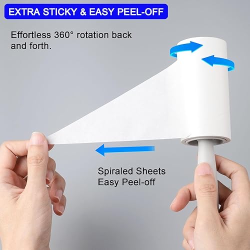 Miniatura 10 de Rodillo de pelusas, 220 hojas de rodillos de pelusa para pelo de mascotas extra pegajoso, removedor de pelusa para ropa, sofá, alfombra, rodillo de