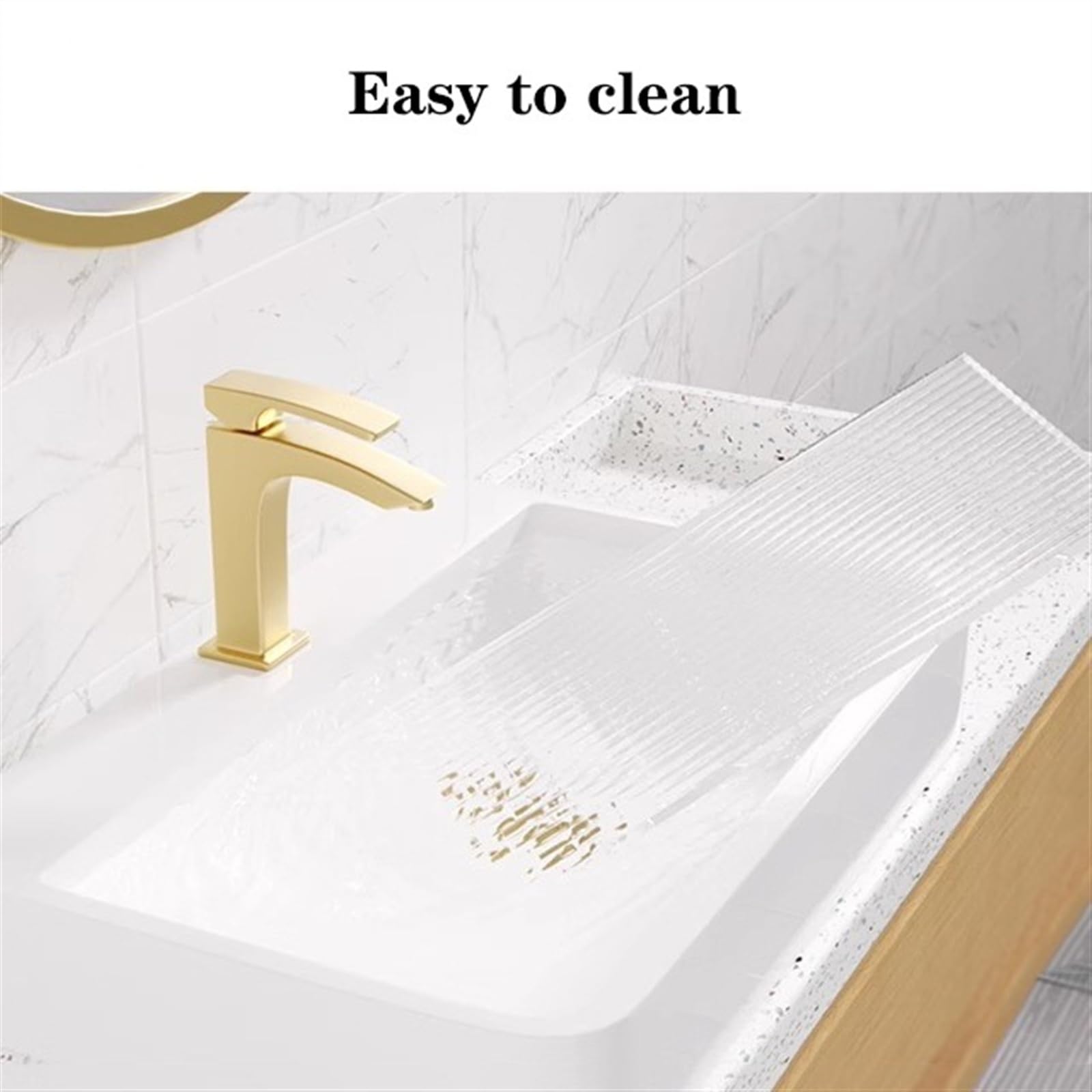 Mensola Doccia Mensole da bagno in acrilico, mensola da bagno in acrilico montata a parete con corrimano in acciaio inossidabile dorato, mensola da doccia galleggiante staccabile Mensole Bagno(Natural