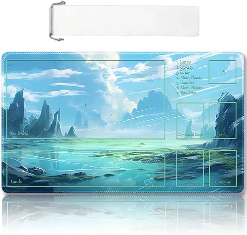 Miniatura 169 de Tapete de juego MTG cosido de alta calidad con zonas y parte trasera de goma antideslizante, tapete de juego TCG para MTG y otros juegos de cartas