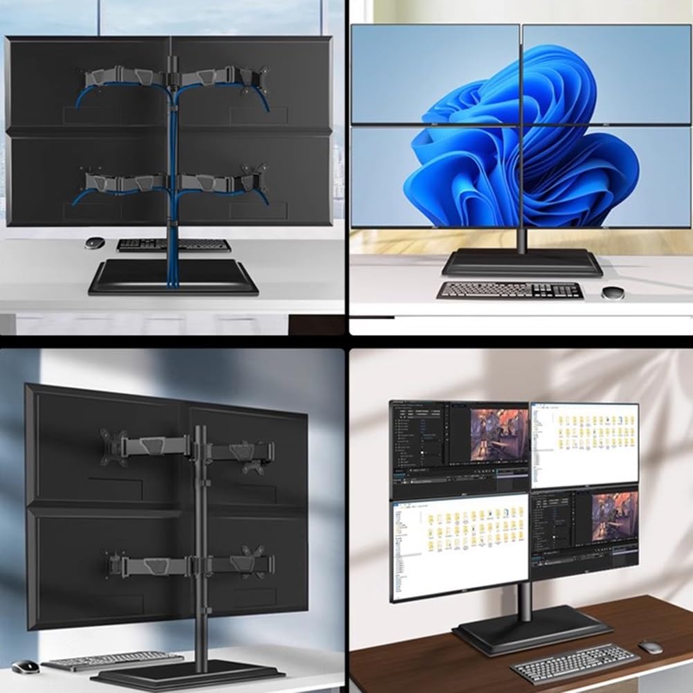 Supporto per Monitor da scrivania, Supporto Completamente Regolabile per impieghi gravosi, Supporto per Schermo Verticale impilabile Adatto per schermi da 27-34 Pollici (F)