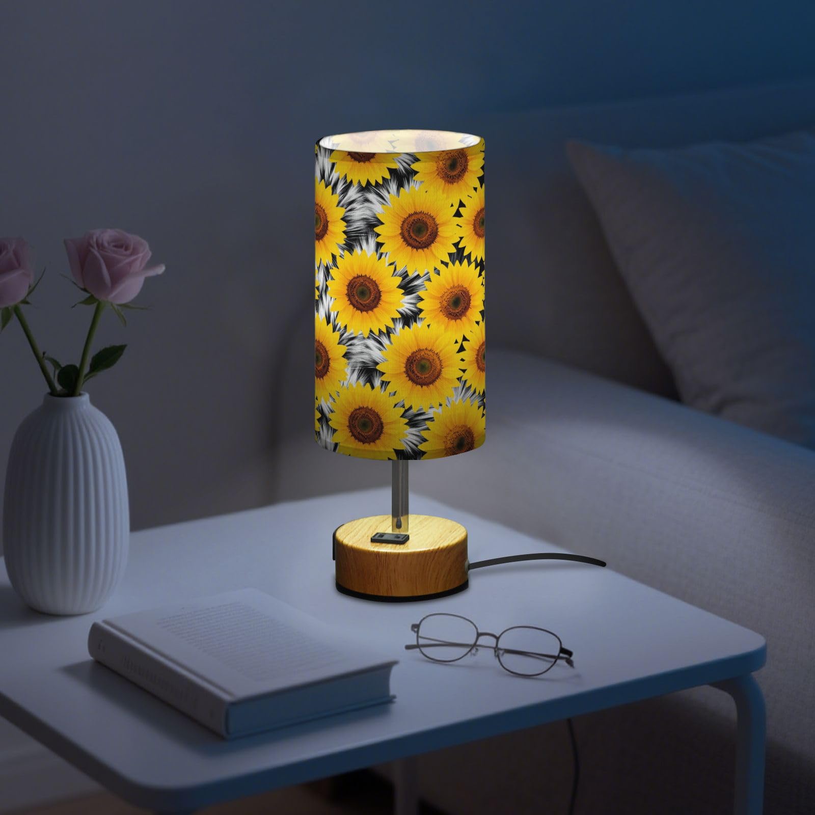 Yuiboo Lampa stołowa ze sterowaniem dotykowym z portami USB C+A, lampa biurkowa do nauki czytania