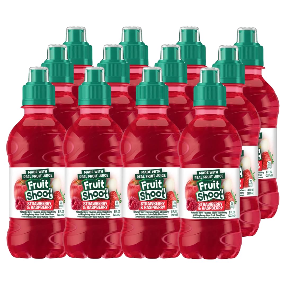 FRUIT SHOOT Strawberry & Raspberry With Real Fruit Juice - Healthy Drinks for Kids, No Artifical Flavors and Free From High Fructose Corn Syrup, 8 Fl