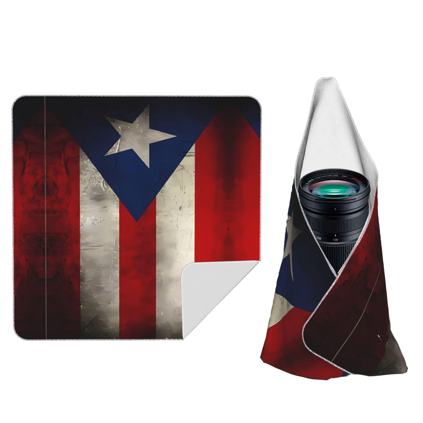 Zhaoyugoods Black Puerto Rico Flag Camera Wrap Cloth