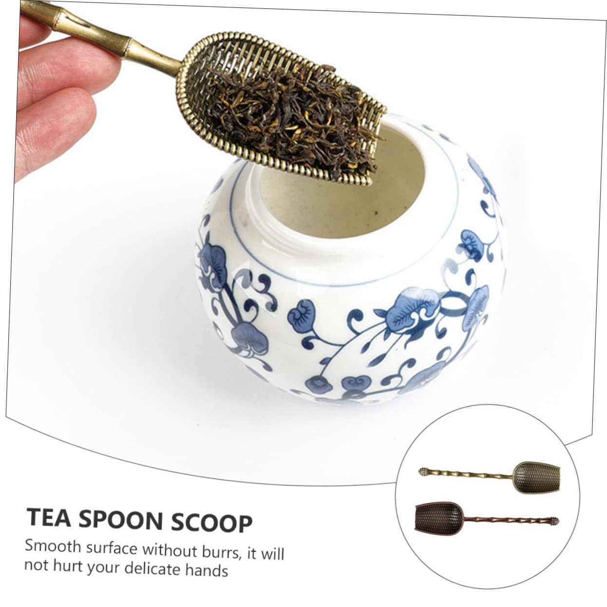2pcs Metal Long Handle Tea Scoop Set, Zinc Alloy Sieve Design