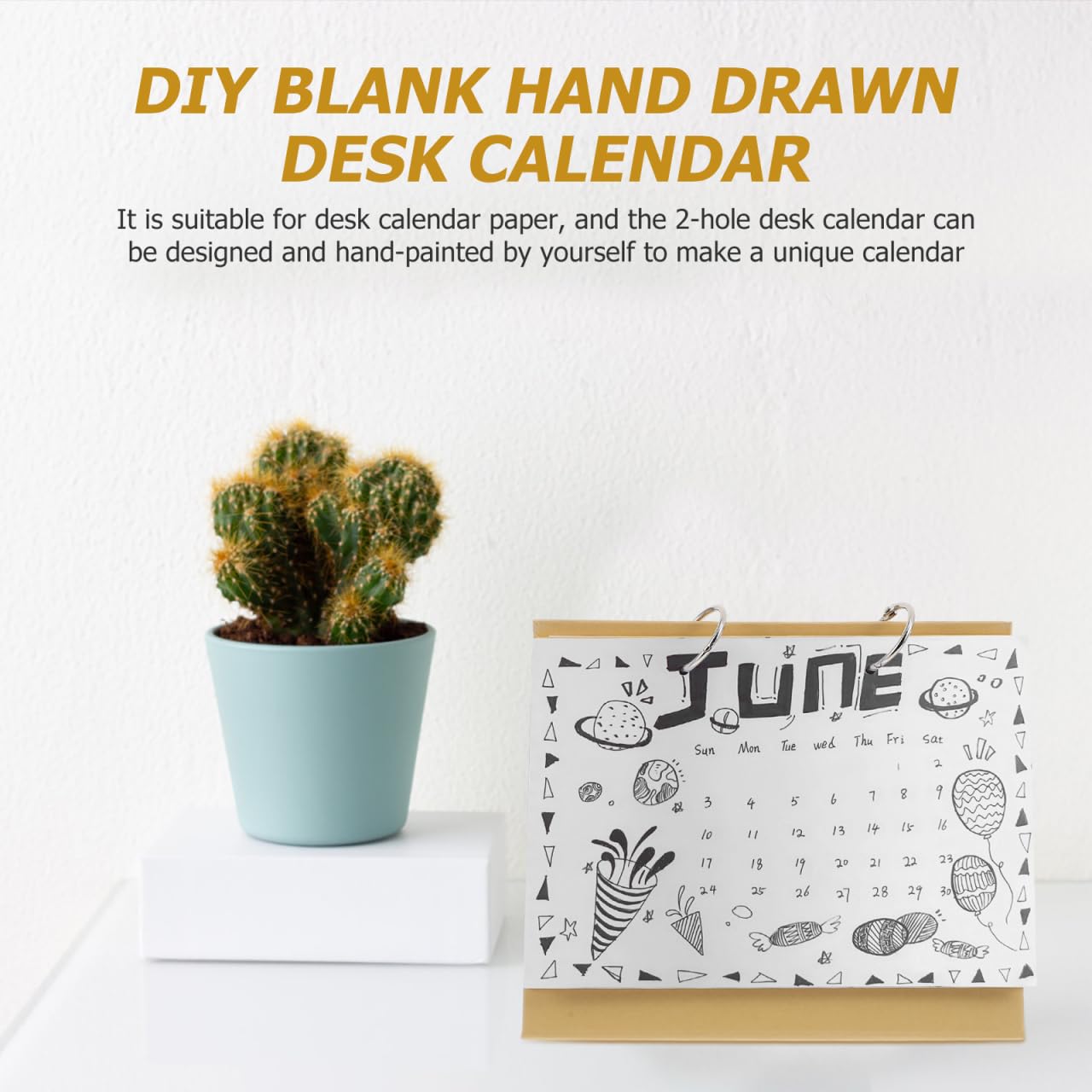 SEWACC 1 Set Blank Desk Calendar Erasable Craft Cardboard Book Blank Flip Book Spiral Board Calendar Digital Flip Calender Magnet Board Wall Kraft Paper Khaki - Image 2