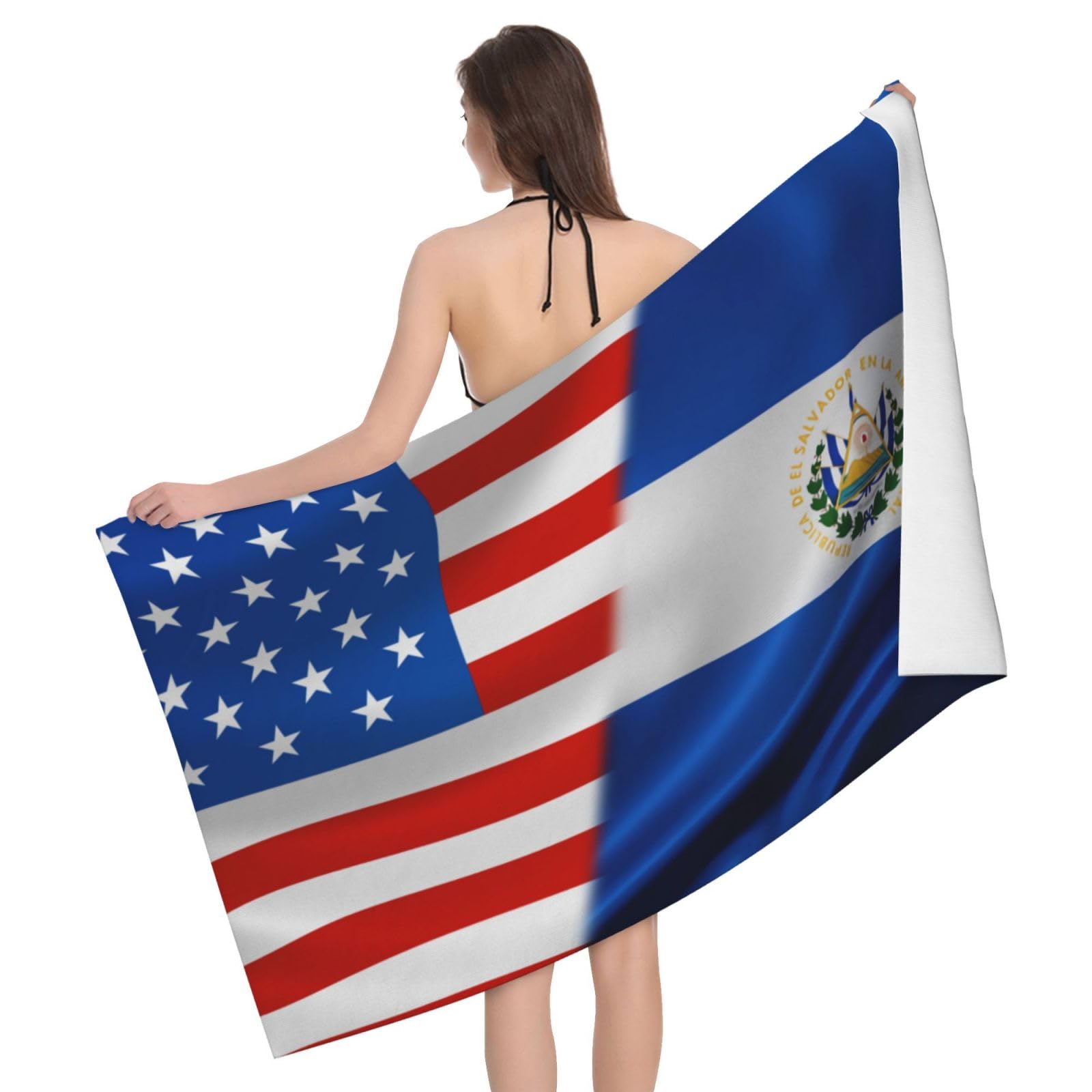 HLBSDM Microfiber America Flag and El Flag Beach Towel Quick Dry Soft Sand Free Beach Towels for Pool Swim Beach Lightweight Thin Towels