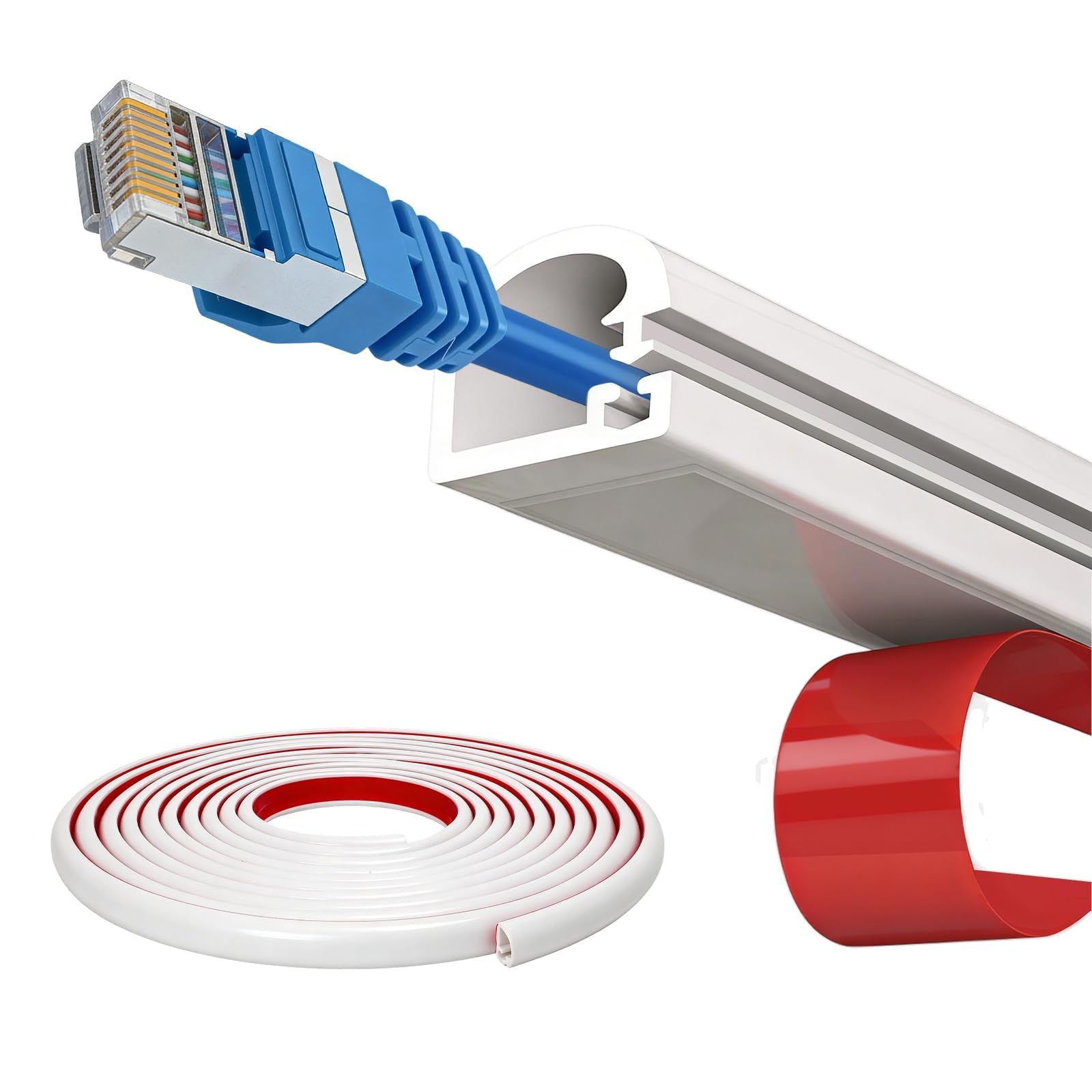 COEWUR 6M Mini White Silicone Cable Trunking for one Cord, Flexible Self-Adhesive Wire Covers for Cables, Half Round TV Cable Hider for Wall, Suitable for Wall, Floor & Ceiling Cables Management
