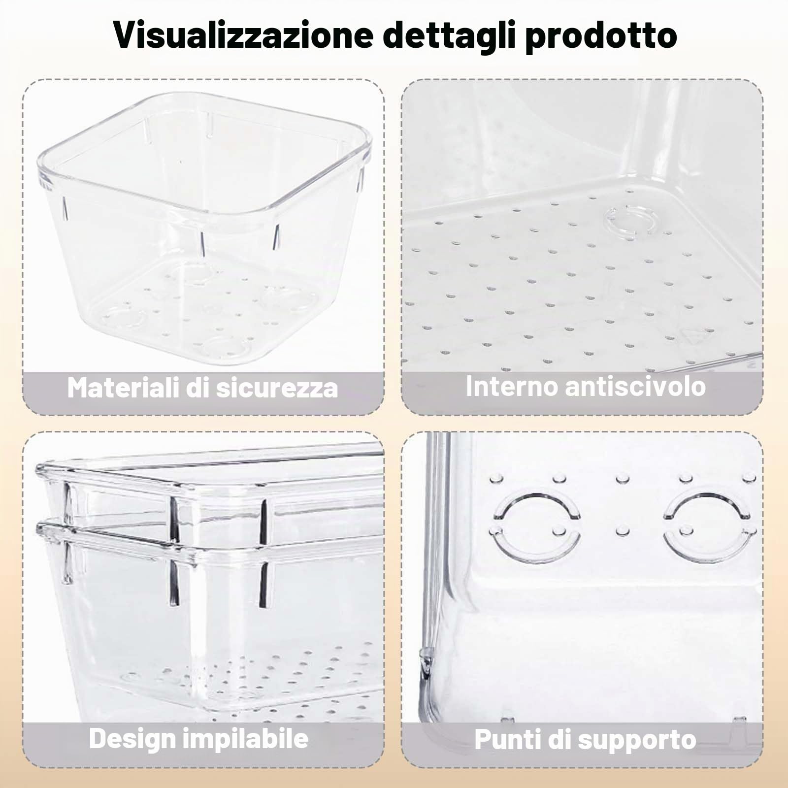 25 Organizzatore Cassetti Trasparente - 4 Misure Diverse - Divisori per Cassetti per Trucco, Ufficio, Cucina, Officina