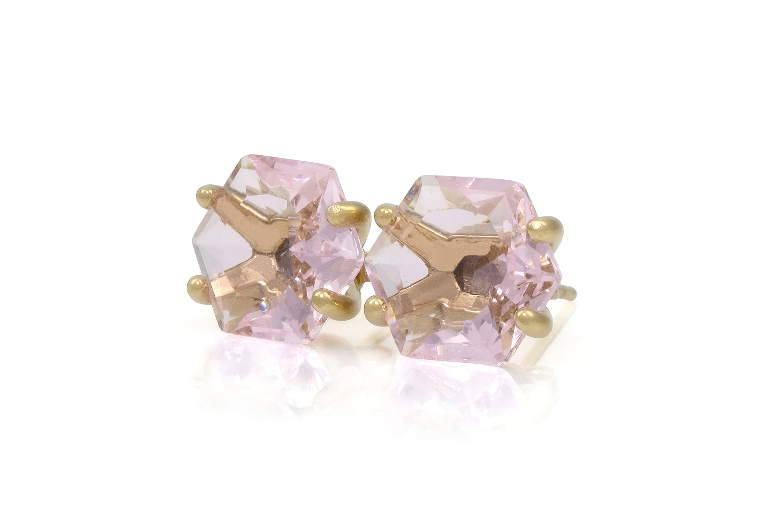Anemone Gioielli Borchie Quarzo Rosa Lustro - Orecchini di Cristallo Lussuoso per Donne - Gioielli Moda Fatti a Mano, Gioielli Sposa, Orecchini per Tutti i Giorni - con Kit Regalo
