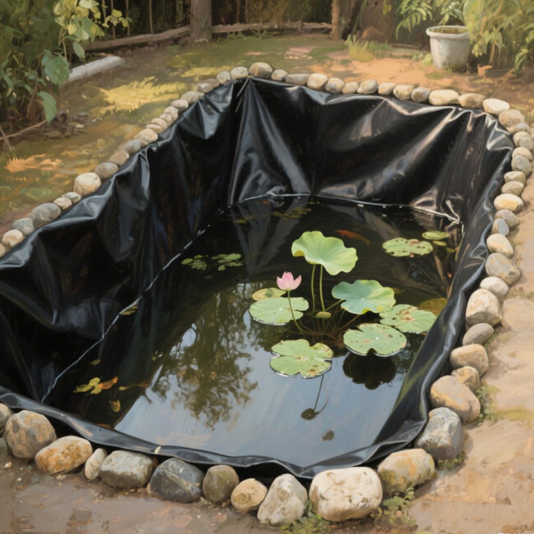 Pond Liner 20x25FT Heavy Duty HDPE Thickened Waterproof Suitable for Fish Habitats, Weather Resistant for Garden Ponds, Koi Ponds, Swimming Pool Covers, Water Features & More