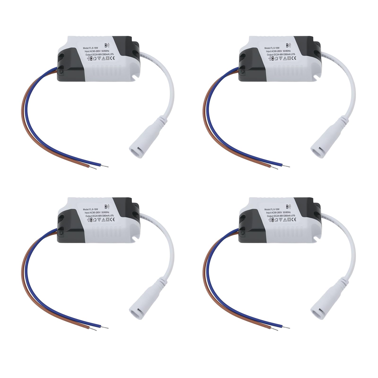 EMSea 4Pcs LED Panel Power Supply 8-18W Power Supply Driver Transformer Non-isolated power supply 24-86V 280mA for Floodlight Ceiling Light Street Light 75x34x20mm