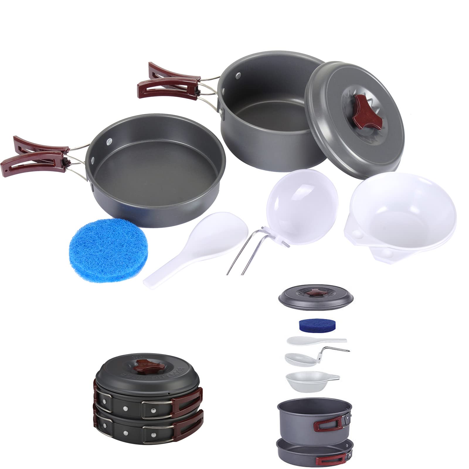 Bulin37/24/20/17/12/9/4PCS Camping Cookware Mess Kit Backpacking Cooking Set Lightweight Cookware Sets Outdoor Cook Gear for Family Hiking Picnic