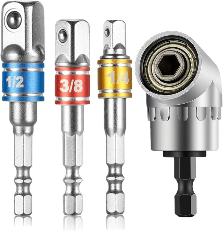 Impact Grade Power Hand Tools Driver Sockets Adapter Extension Set,3pc 1/4" 3/8" 1/2"Cr-V Hex Shank Drill Nut Driver Bit Set,for Cordless Drills Ratchet Extension,Universal Socket Wrench Adapter Set