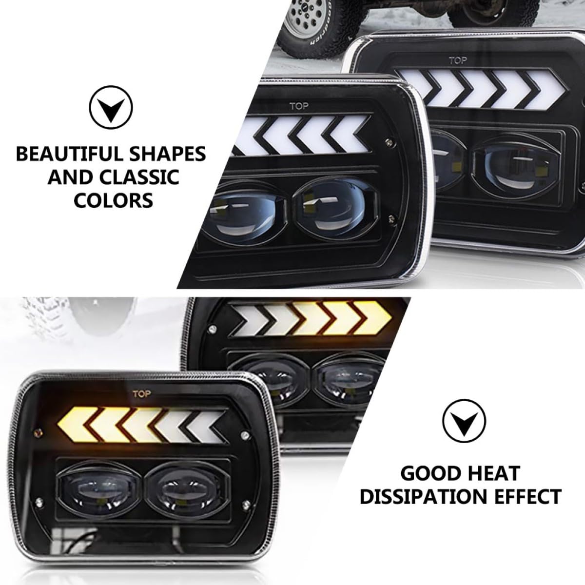 Faro Aluminio Aleación Suv Pulgadas 5x7 Par para LED 1 Negro