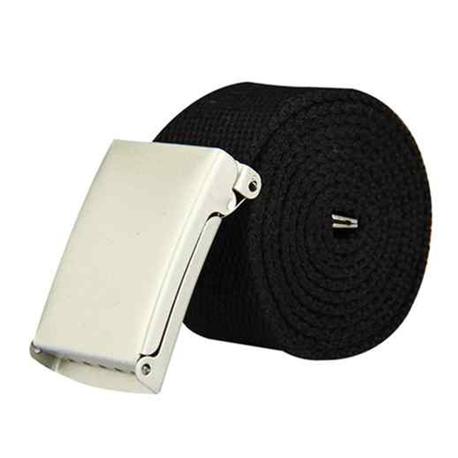 The Leather Emporium Unisex Black Mens Plain Webbing Canvas Belt 52 Inch With Silver Metal Buckle