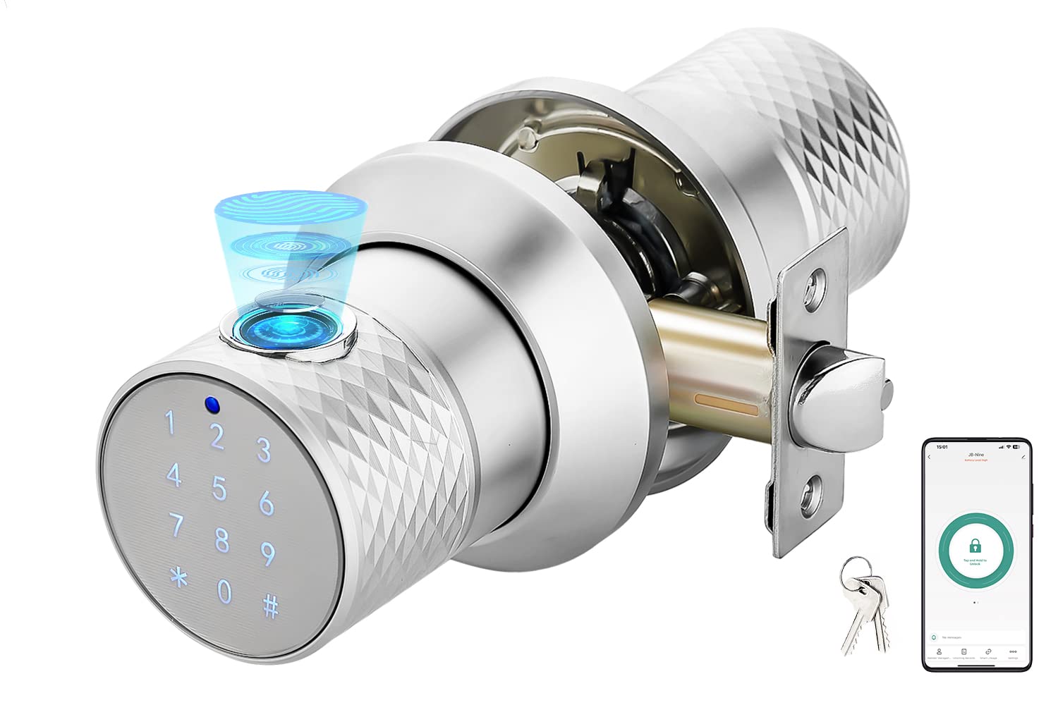 Keyless Door Knob Lock - Black Keypad Entry -12