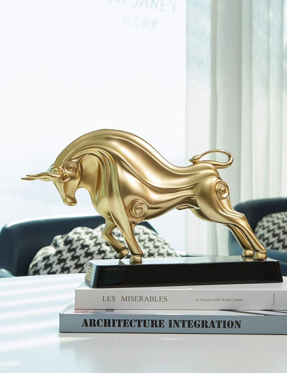 HAUCOZE Toro Escultura Estatua Modern Adorno Decoración Animal Figura 21cm